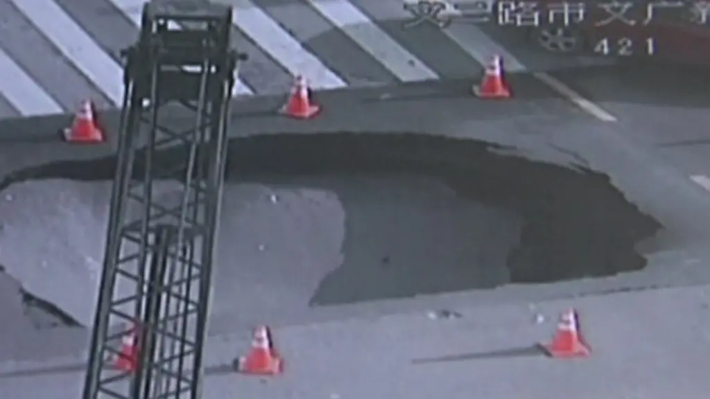 CCTV 'captures China sinkhole collapse' - BBC News