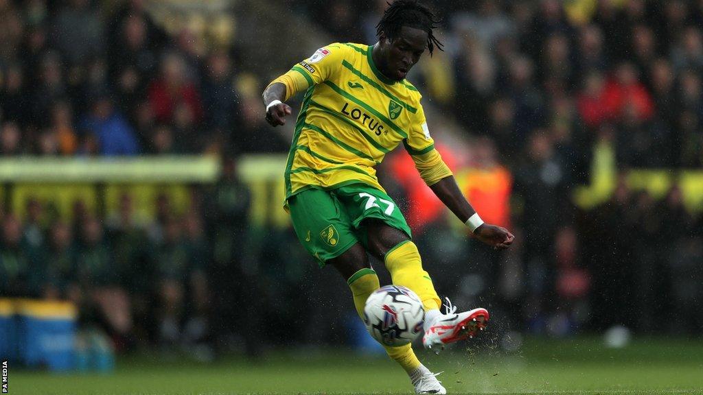 Winger Jonathan Rowe curls the ball in to bring Norwich level against Hull