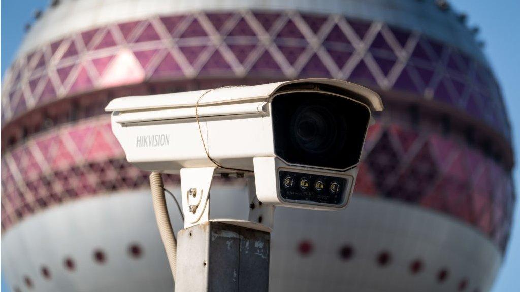 Hikvision surveillance equipment in Lujiazui, Shanghai, China.