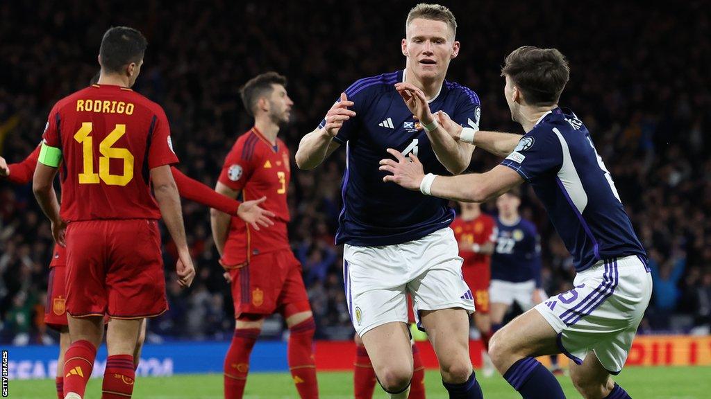 Scott McTominay scored both goals in the win over Spain at Hampden