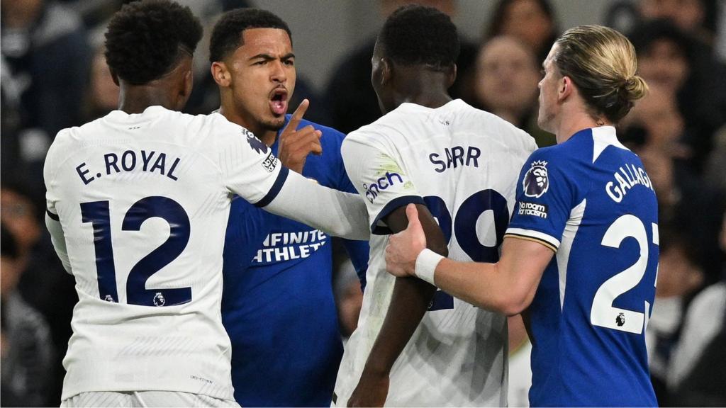 Chelsea and Spurs players clash