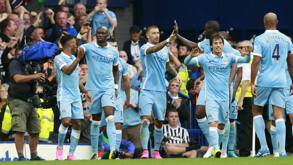 Manchester City players celebrate