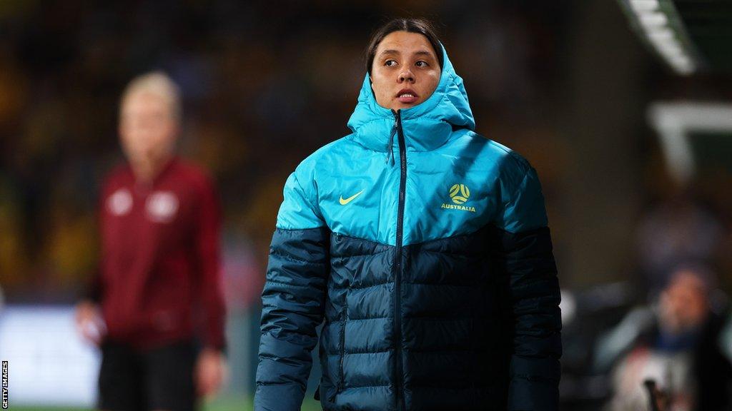 Sam Kerr on the sidelines