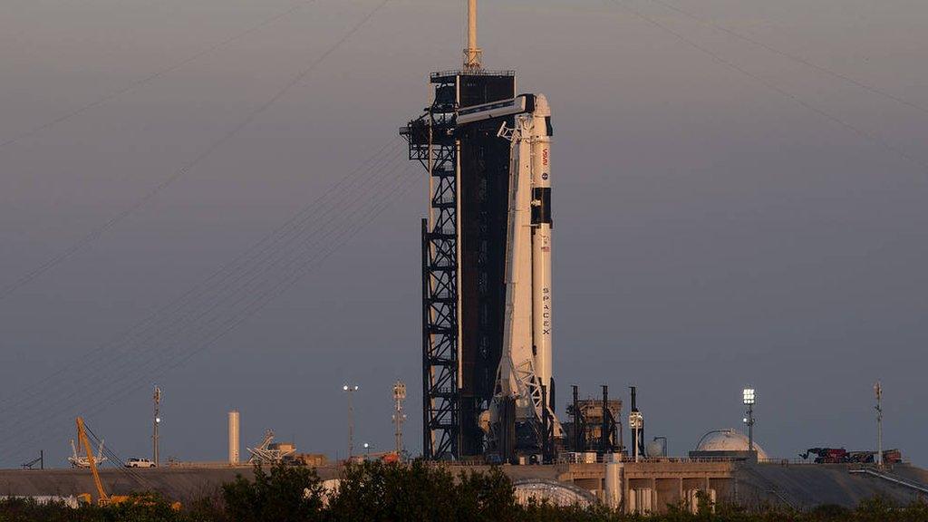 SpaceX Falcon 9 rocket and Dragon spacecraft at NASA's Kennedy Space Center in Florida