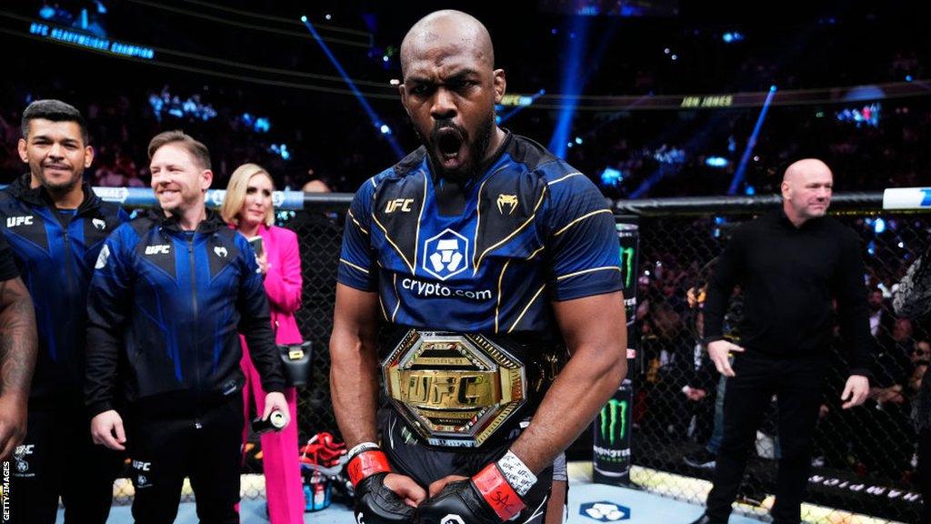 Jon Jones after winning the UFC heavyweight title