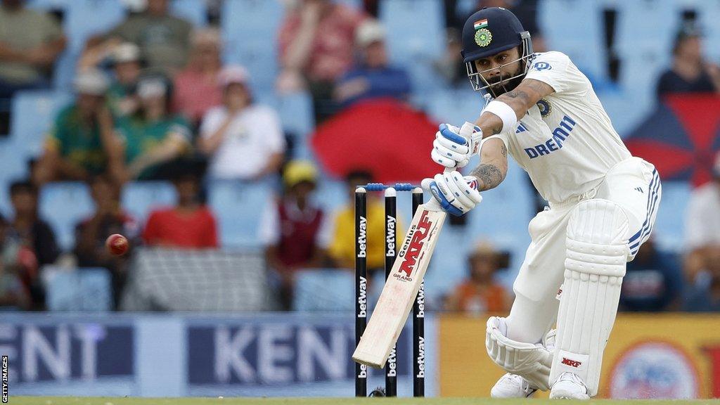 India's Virat Kohli plays a shot against South Africa