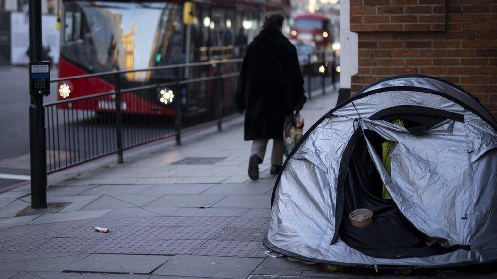 Tent set up by London road