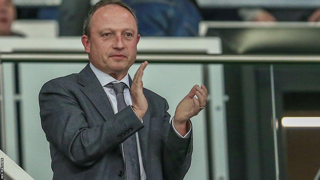 Derby owner David Clowes claps his side from the stands