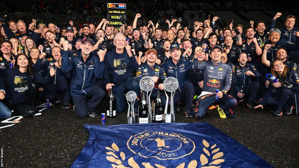 Red Bull celebrate Max Verstappen's drivers' championship win