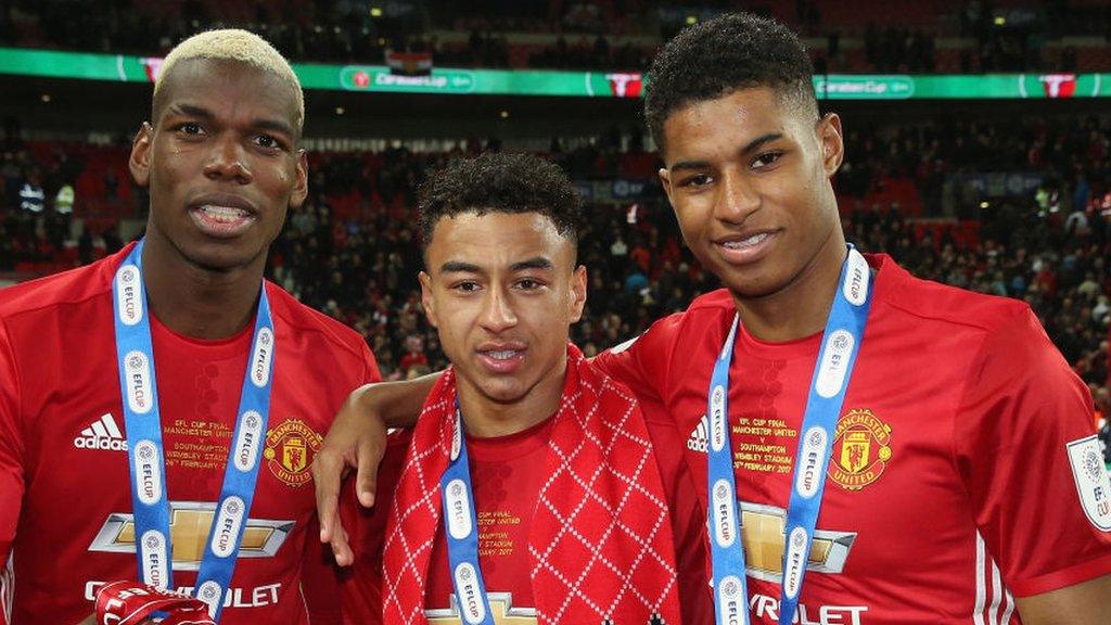 Paul Pogba, Jesse Lingard and Marcus Rashford