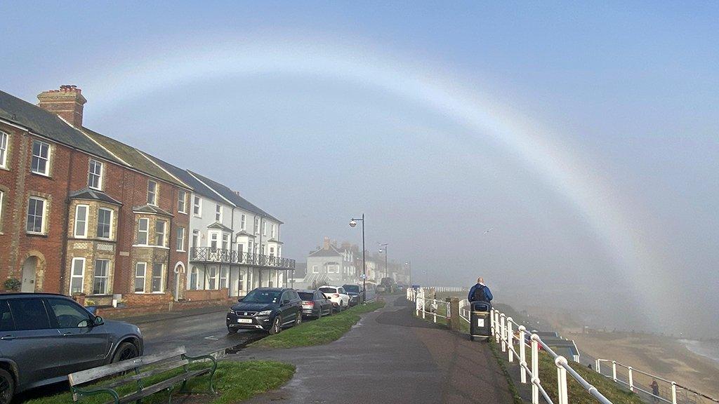 Fogbow over the promenade at Southwold in Suffolk