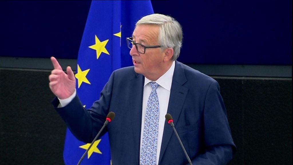 European Commission President Jean-Claude Juncker delivers his state of the union address in Strasbourg on 13 September 2017