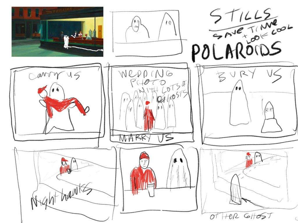 A storyboard for the second verse of A Ghost