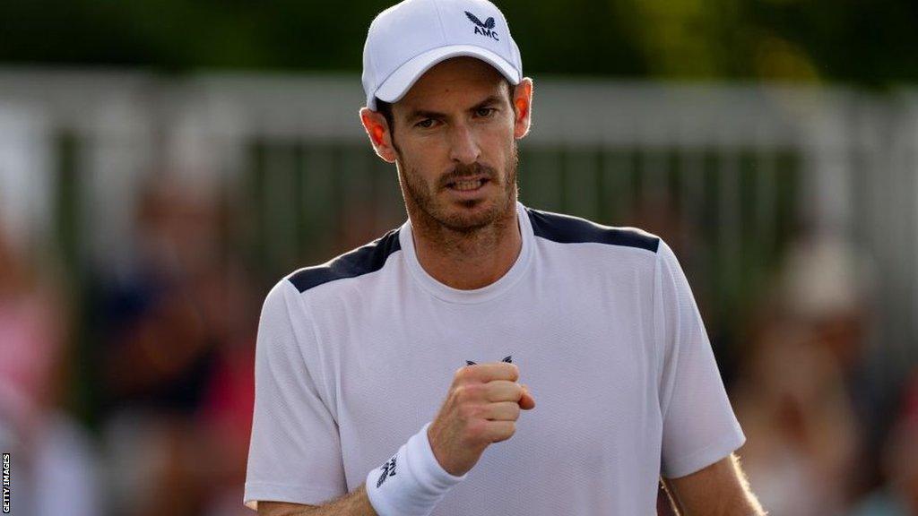 Andy Murray celebrates on court at the Canadian Open