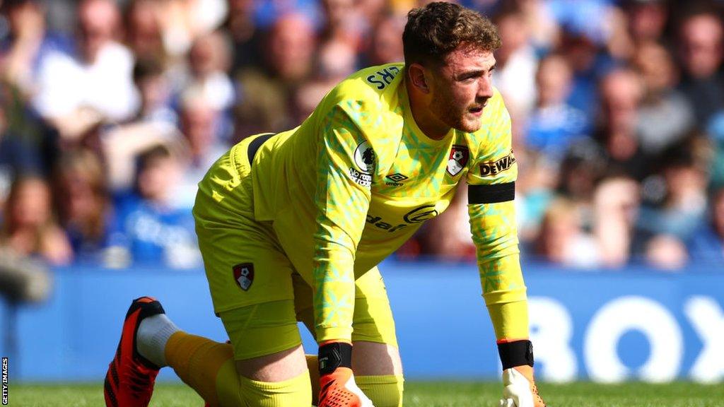 Goalkeeper Mark Travers playing football for Bournemouth