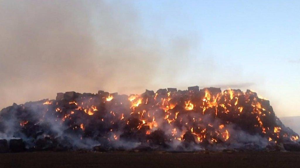 Watton straw stack fire