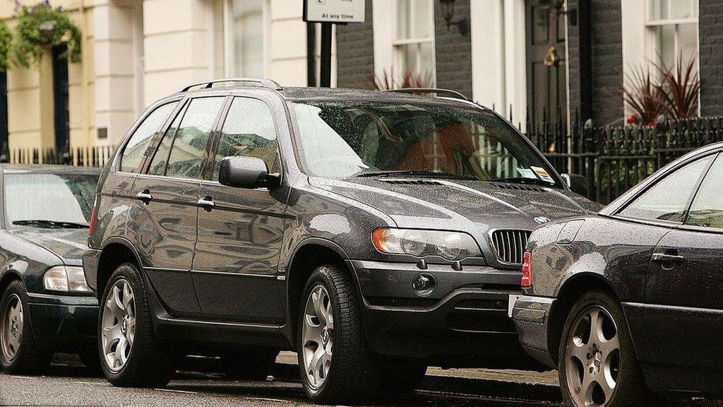 SUV car parked on a London street.