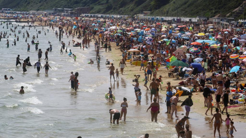 People in the sea at Bournemouth