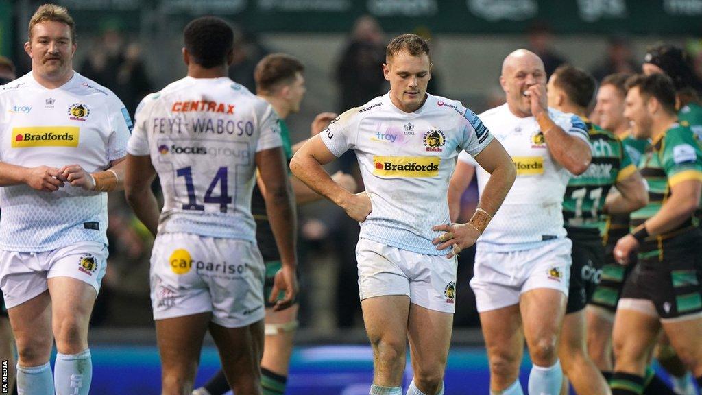 Exeter players at Northampton