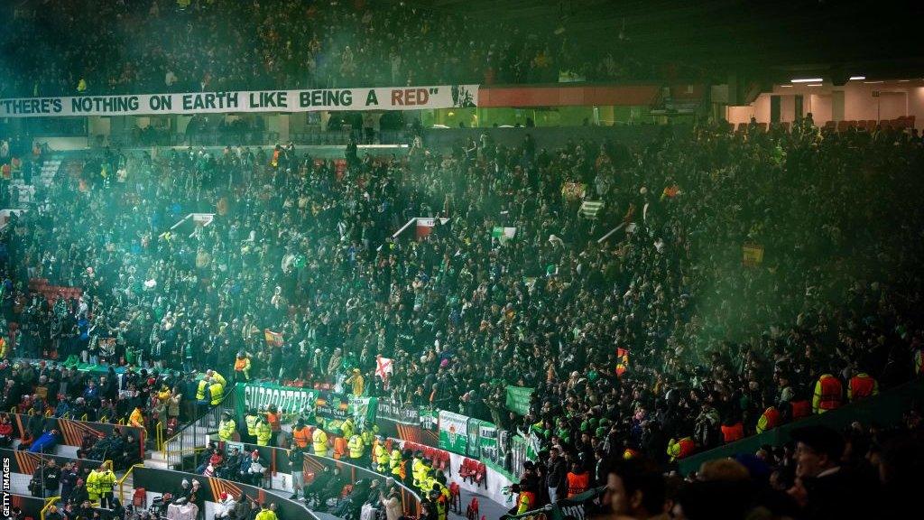 Real Betis fans inside Old Trafford