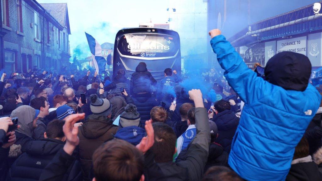 Everton bus arrives