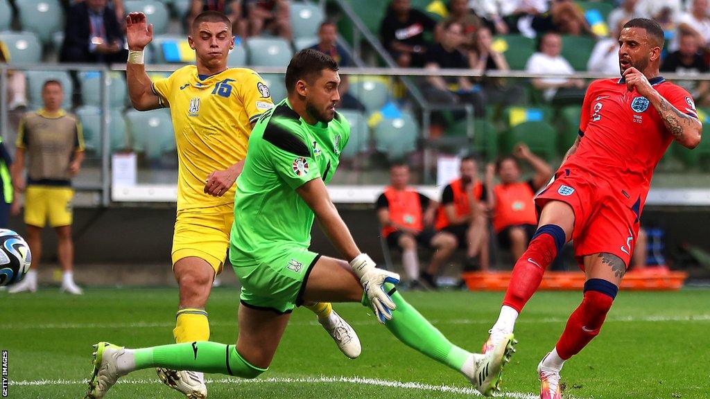 Kyle Walker scores his first England goal