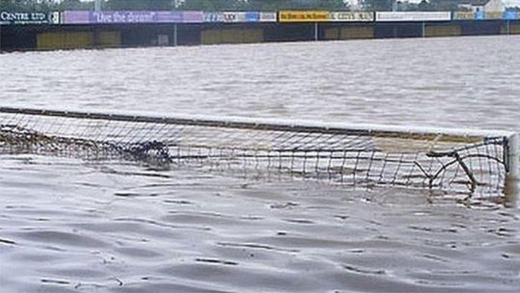 Gloucester City's Meadow Park ground after being flooded in 2007