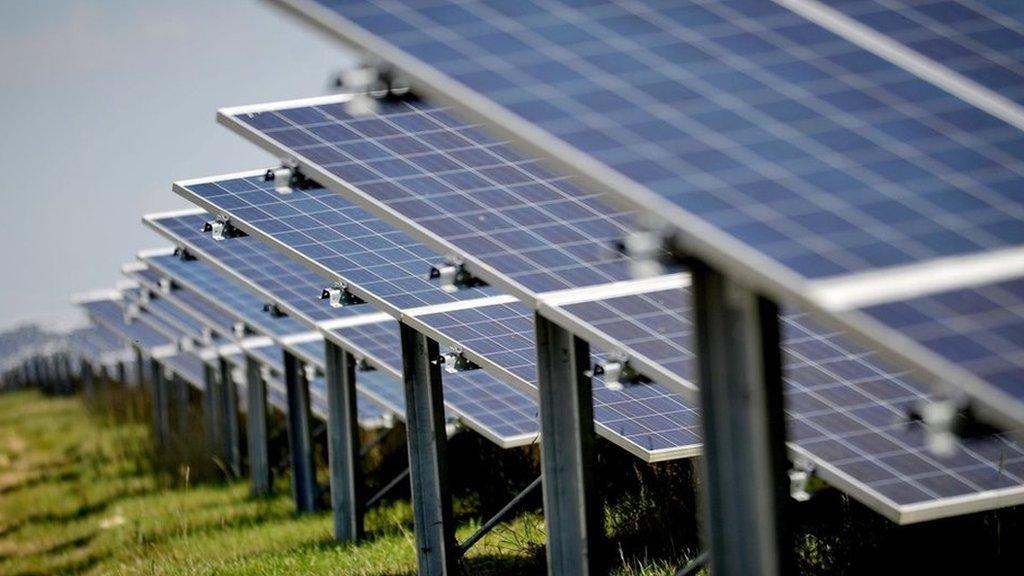 Solar panels on a solar farm