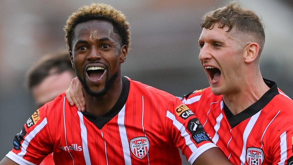 Delight for Sadou Diallo after netting for the Candystripes against HB Torshavn