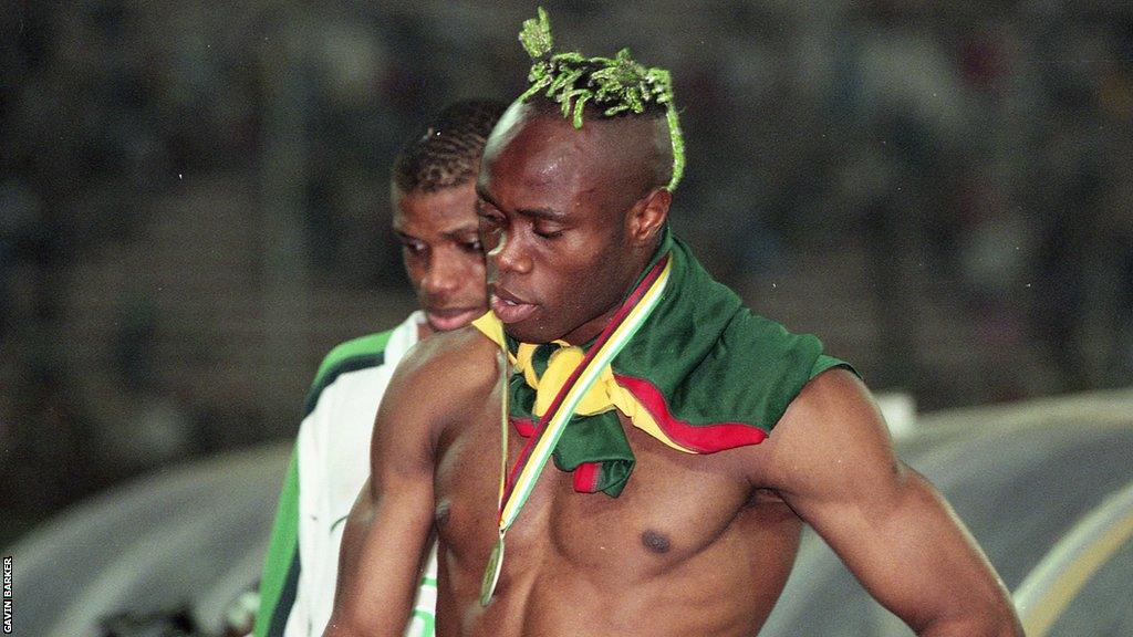 Nigeria defender Taribo West reacts after the Super Eagles lost on penalties in the Africa Cup of Nations final in 2000