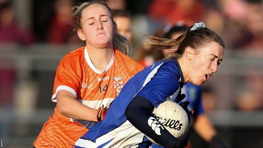 Clann Eireann's Niamh Murray challenges Ballymacarbry's Karen McGrath