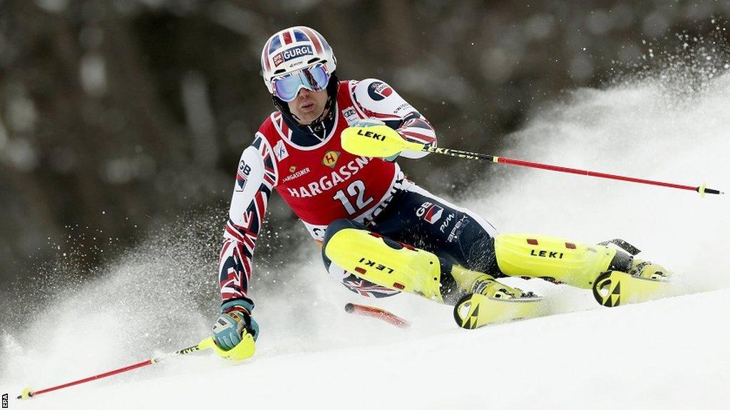 Dave Ryding competing in the World Cup slalom race in Chamonix