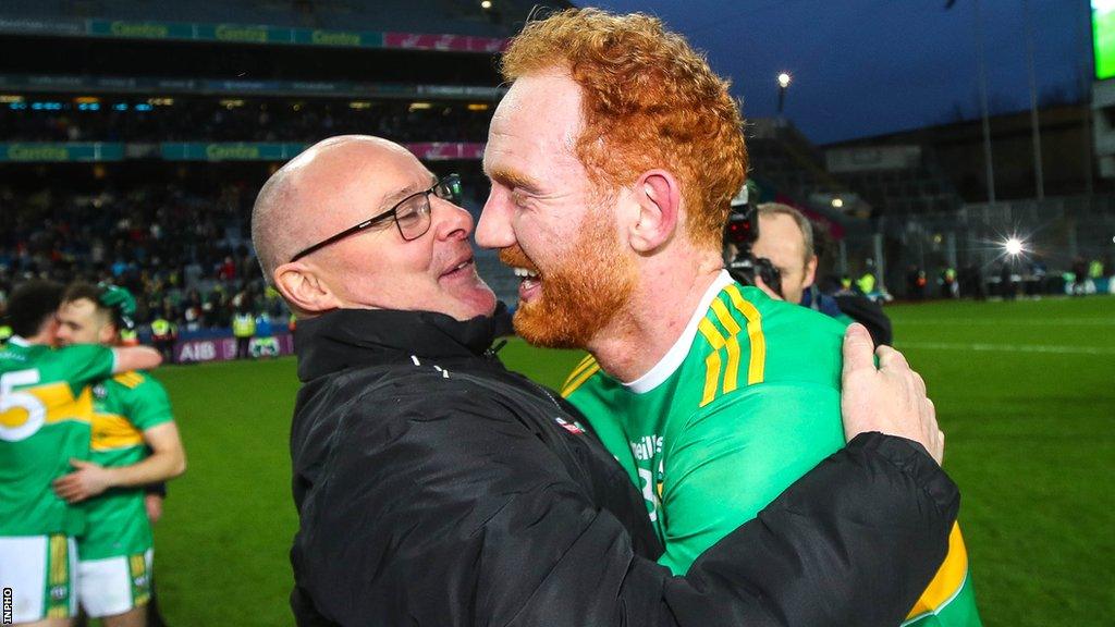 Malachy O'Rourke and Conor Glass celebrate