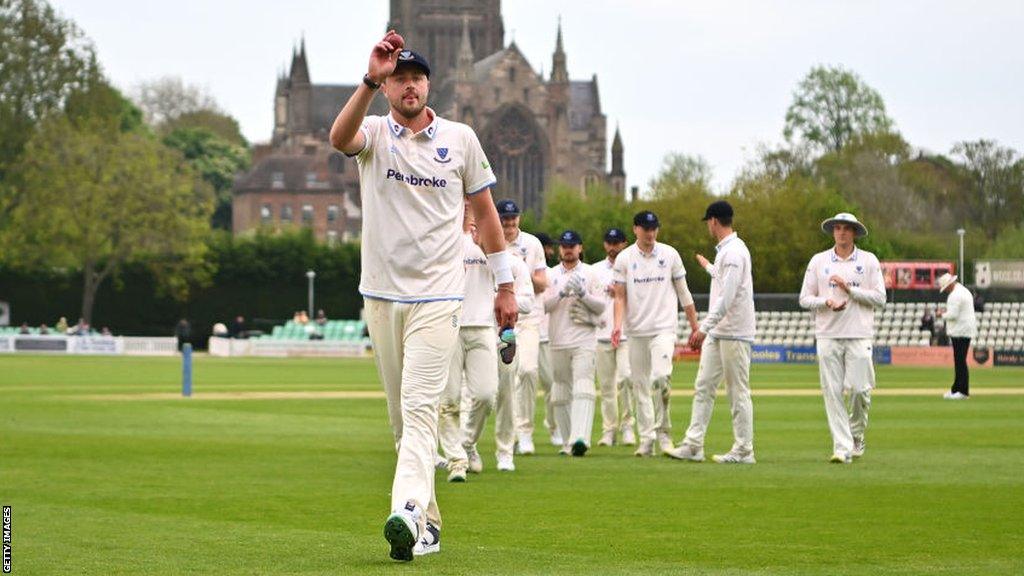 Ollie Robinson after taking wickets for Sussex