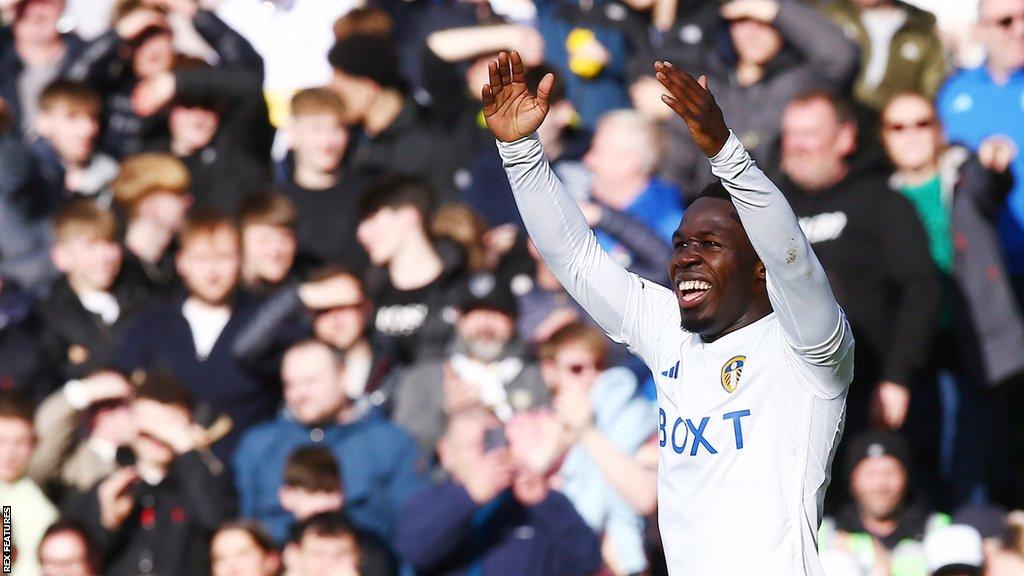 Wilfried Gnonto celebrates for Leeds United