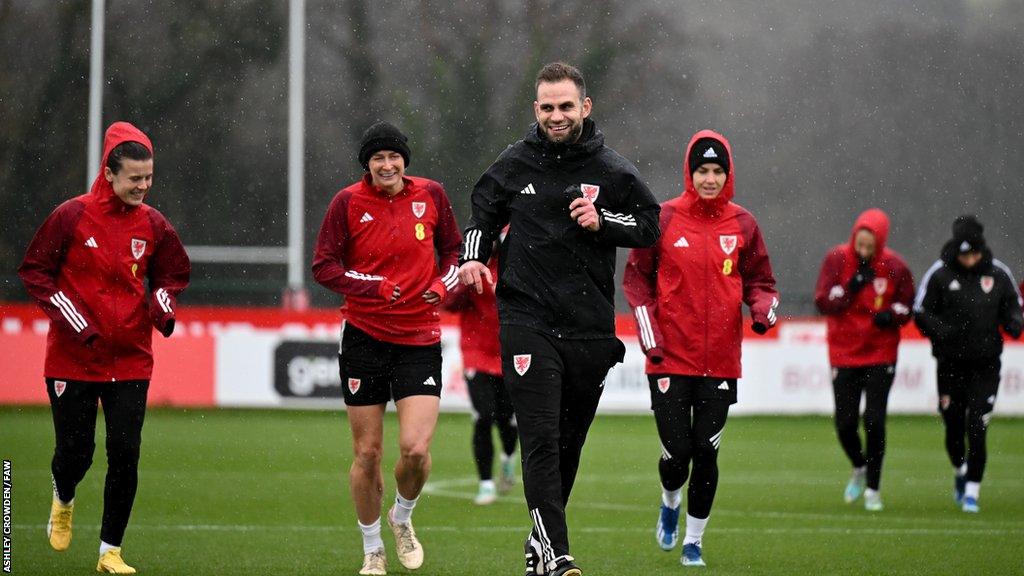 Wales training pic with head of performance Luke Taylor