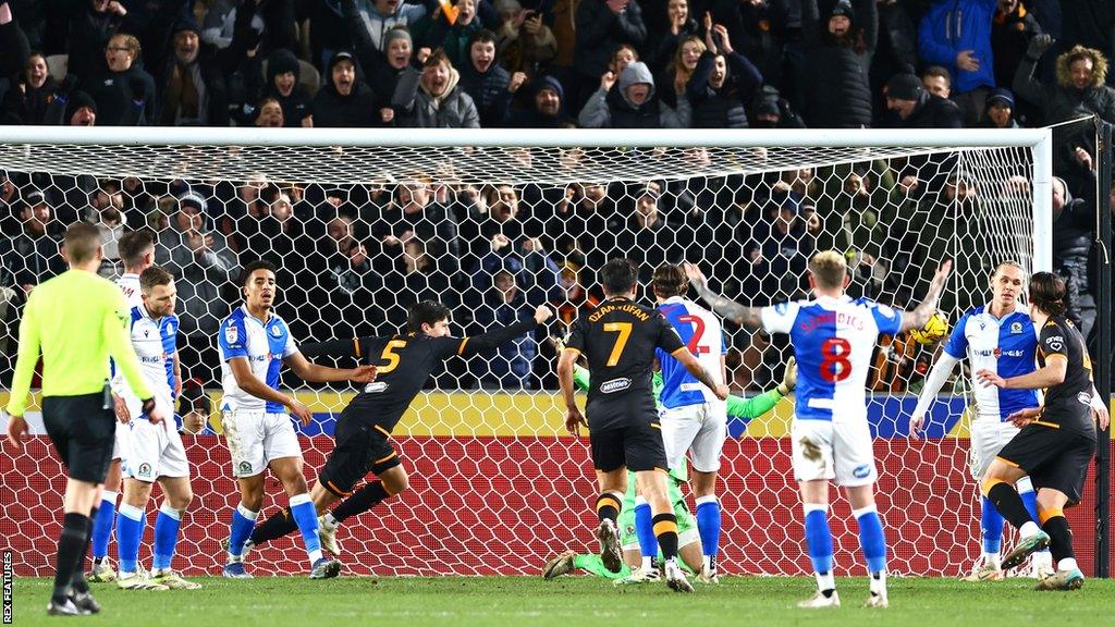 Alfie Jones scores Hull City's winner against Blackburn Rovers