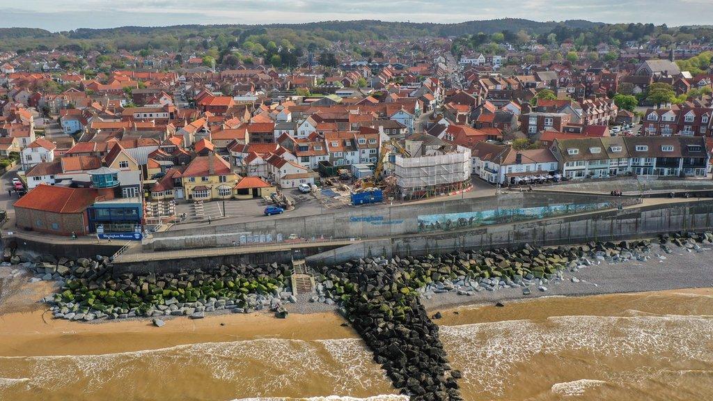 Drone shot of Sheringham seafront