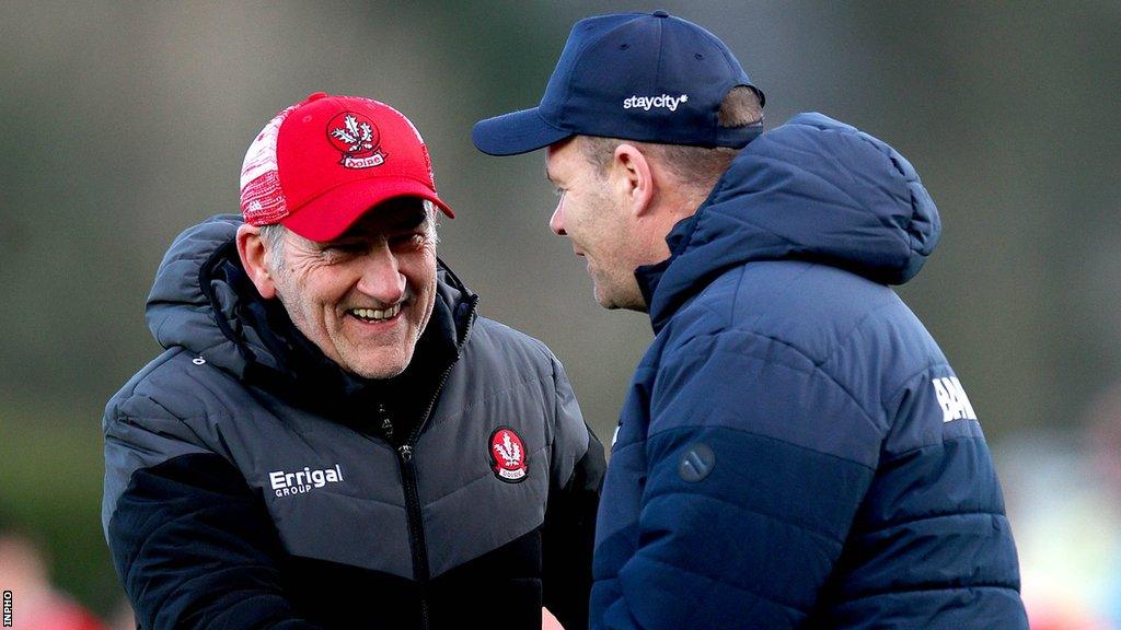 Derry manager Mickey Harte and Dublin counterpart Dessie Farrell