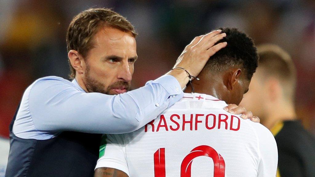 Gareth Southgate commiserates with Marcus Rashford