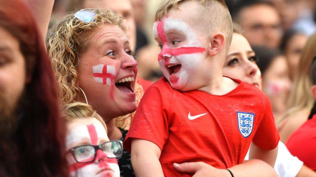 English fans watching the team play in the World Cup