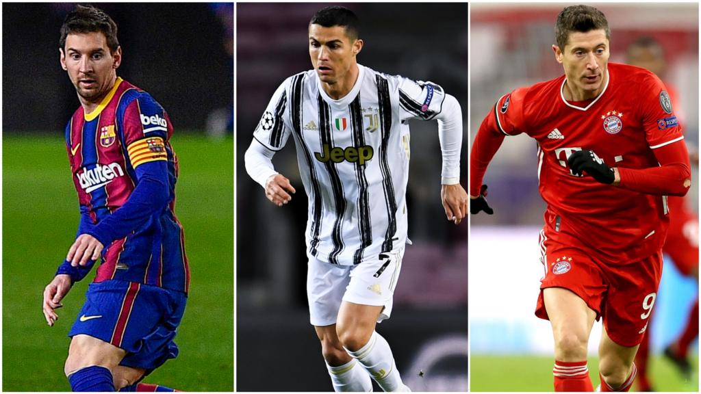 Lionel Messi, Cristiano Ronaldo & Robert Lewandowski