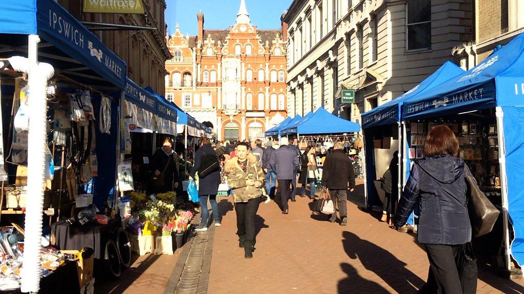 Ipswich market in it's new location