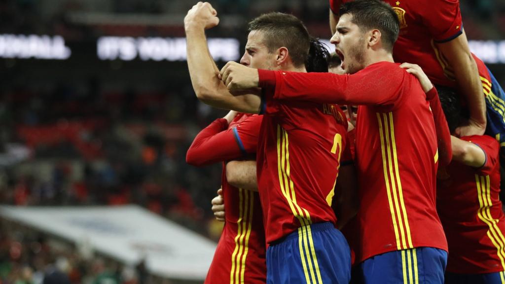 Spain's players celebrate