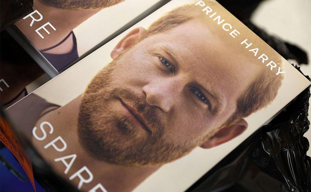 The book "Spare" by Prince Harry, Duke of Sussex, at a book shop in London, 2023