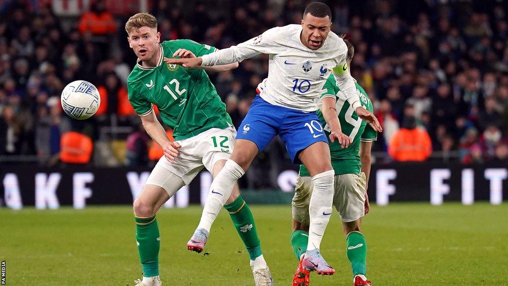 France's Kylian Mbappe (right) in action against Republic of Ireland