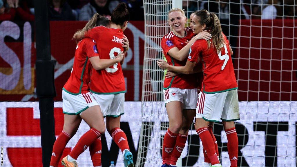 Ceri Holland and Hannah Cain celebrate