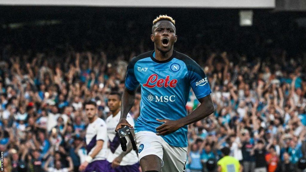 Napoli's Victor Osimhen celebrates his goal