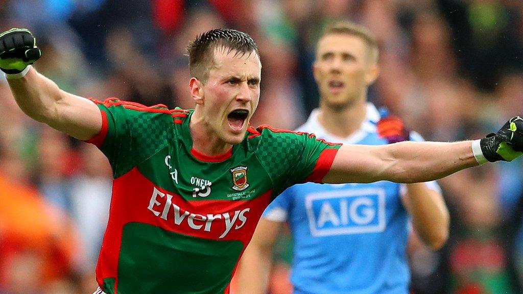 Cillian O'Connor celebrates scoring the late equaliser for Mayo