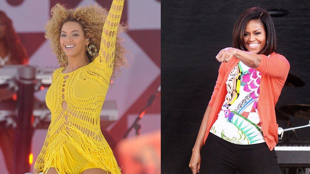 Beyonce-alongside-a-picture-of-Michelle-Obama.